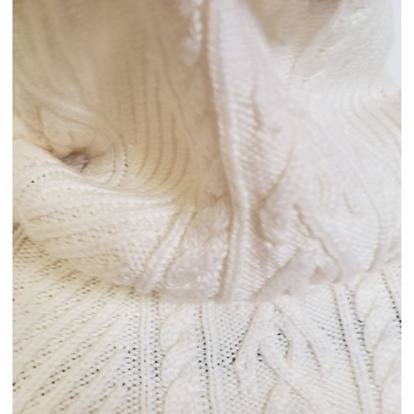 SWEATER KNIT TUNIC SIZE MEDIUM CABLE KNIT COWEL NECK LONG SLEEVE CREAM - Picture 8 of 14